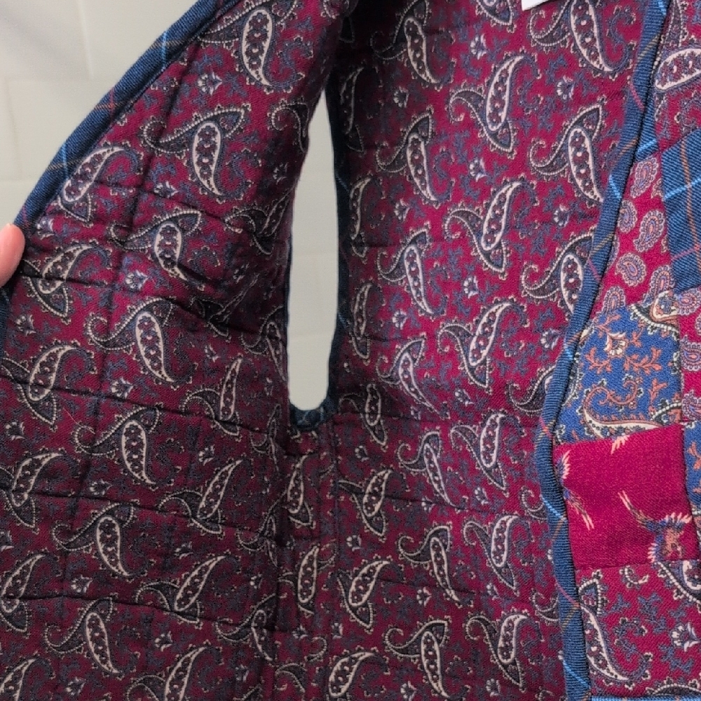 Patchwork Vest In Red And Blue - image 5